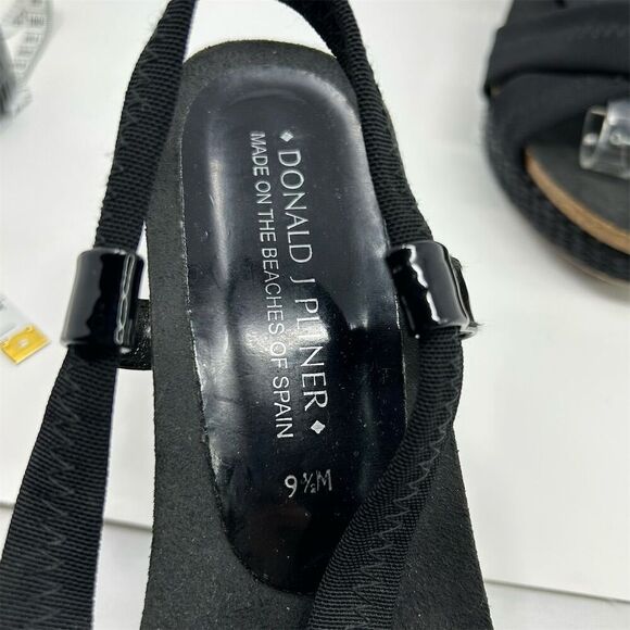 Donald J Pliner Women's Black Slingback Wedge Sandals Size 9.5 Casual Summer - Picture 12 of 13